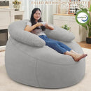 HABUTWAY Bean Bag Chair with U-Shaped Pillow for Adult and Kids Big BeanBag Chair with Filling Ultra Soft Teddy Fleece Couch Chair with Washable Cover for Living Room Bedroom, Light Grey & Light Grey by CozyNest Decor