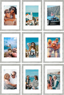 Vittanly 11x17 Picture Frames Set of 9, Shatter Resistant Plexiglass, Display 8x12 Pictures with Mat or 11x17 without Mat, Photo Frames for Wall Mount, Engineered Wood, Grey by CozyNest Decor