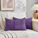 Fancy Homi 2 Packs Purple Long Lumbar Decorative Throw Pillow Covers 12x24 Inch for Living Room Couch Bed, Farmhouse Boho Home Decor, Soft Striped Corduroy Rectangle Accent Cushion Case 30x60 cm by CozyNest Decor