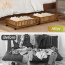 Bamboo Under Bed Storage with Wheels (2-Pack) – Rolling Underbed Shoe Organizer Box for Shoes, Blankets, Toys, Clothes Container Space-Saving Organizer Bins for Bedroom, Closet, Dorm, Nursery by CozyNest Decor