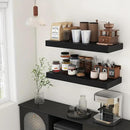 Deep Floating Shelves for Wall | 30W x 12D Black Floating Shelves Set of 2 | 12 Inch Deep Wall Shelves for Living Room Bathroom Laundry Room Bedroom Kitchen Home Office - Black by CozyNest Decor
