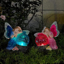 Fairy Garden Statue ，Solar Garden Decor ，Fairy Statue Outdoor with Glass Ball ，Waterproof Outdoor Decor，Suitable for Yard, Lawn ，Ideal for Holiday Giving（Blue） by CozyNest Decor