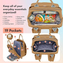 Dikaslon Diaper Bag Backpack with Portable Changing Pad, Pacifier Case and Stroller Straps, Large Unisex Baby Bags for Boys Girls, Multipurpose Travel Back Pack for Moms Dads, Tan by TinyTreasures Baby Boutique