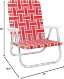 Lawn Chair USA Folding Aluminum Outdoor Patio Lawn Chair | Heavy-Duty Webbed Chairs for Camping, Sports, Beach, Yard & Tailgating | Lightweight Portable | High Back Beach Chair - Red & White Stripe by GreenHaven Gardens