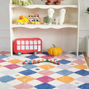 jinchan Area Rug 3x5 Kids Washable Indoor Floor Cover Non-Slip Modern Soft Rug Elementary School Classroom Colorful Diamond Carpet for Nursery Playroom Daycare Bedroom Living Room Berries on Cream