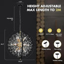 Modern Crystal Chandeliers Firework, 23.2'' Black Gold 12-Light Globe Dandelion Sputnik Chandelier, Hanging Pendant Lighting Fixture for Dining Room, Bedroom, Kitchen, Entryway, Foyer by CozyNest Decor
