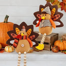 winemana Thanksgiving Decorations Set of 2 Turkeys with Dangling Legs, Mr and Mrs Turkey Couple Plush Tabletop Centerpieces for Fall Harvest Home Kitchen Shelf by CozyNest Decor