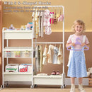 2in1 Baby Diaper Caddy & Clothes Organizer and Storage Rolling Cart, Large Capacity Nursery Organization For Baby Dresser,Changing Table, Crib, With 2 Dividers & 7 Pockets,White by CozyNest Decor
