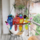 Stained Glass Window Hanging, Birds on A Branch Stain Glass Suncatcher, Hand-Painted Sun Catchers Indoor Window Decoration Bird Lover Gift for Mom, Grandma, Stocking Stuffers for Women by TinyTreasures Baby Boutique