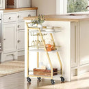 Bar Cart, Gold Bar Cart for The Home, Small Bar Cart on Wheels, Beverage Cart, Home Bar Serving Cart with Glass Holder, Drink Cart for Bar, Kitchen, Dining, Marble White and Gold BC03DW by CozyNest Decor
