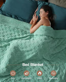 Pawque Super Soft Cozy Throw Blanket King Size for Couch Bed, Fluffy Sherpa Fleece Reversible Thick Warm Fuzzy Blanket for All-Season, 3D Checkered Jacquard Decorative Blankets, Sage Green, 108"x90" by CozyNest Decor
