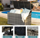 178 Gallon Outdoor Storage Box, Patio Deck Box with 2 Wheels, Handle Large Portable Wicker Rattan Deck Box for Patio Furniture Cushions, Throw Pillows, Garden Tools and Pool Floats (Gray) by CozyNest Decor