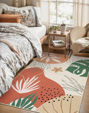 Lahome 4x6 Area Rugs, Washable Rug 4x6 for Living Room Soft Carpet for Bedroom Nursery Kids Room, Botanical Print Non-Slip Low Pile Carpet for Entryway Office Playroom Kitchen, Coral by TinyTreasures Baby Boutique