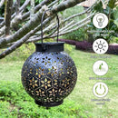 2 Pack Outdoor Solar Lantern Lights, Waterproof Tabletop LED Moroccan Lanterns, Hanging Metal Decorative Garden Lights for Patio, Lawn, Porch, Backyard by CozyNest Decor