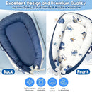Baby Lounger - Baby Lounger for Newborn 0-24 Months, Breathable, Soft Cotton Baby Nest, Portable Infant Lounger for Home & Travel, Newborn Essentials Gift (Blue Elephant) by TinyTreasures Baby Boutique