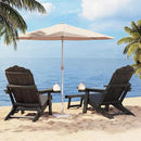 Adjustable Backrest Folding Adirondack Chair Set of 4, Adirondack Chair with Retractable Ottoman, Weather Resistant Fire Pit Chair with 2 Cup Holders, for Porch Backyard Outdoor Lawn, Black by GreenHaven Gardens
