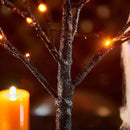 LITBLOOM Lighted Spooky Halloween Tree with Timer Battery Operated or USB Plug in, Pre-lit Black Glittered Tabletop Tree with Orange Lights 24L 18IN for Halloween Home Party Decoration Indoor by CozyNest Decor