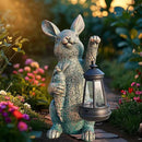 Solar Garden Statues -Rabbit Lantern Outdoor Handmade Resin Statue with LED Light, Cute Carrot Holder for Patio, Yard, Gift Ideas (rabbit2) by CozyNest Decor