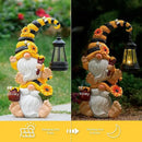Solar Bee Garden Gnomes with LED Lantern – Waterproof Stacked Outdoor Decor for Yard, Patio – Unique Gnome Gift for Mom, Grandma, Women (Weatherproof Resin Outdoor Statues) by CozyNest Decor