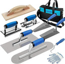 10PCS Concrete Trowel Set, Masonry Hand Tool Set Includes Large Flat Finishing and Pool Trowel, Wood Float, Concrete Edger and Groover, Margin Gauging, Wire Twister, Gloves & Carry Bag by GreenHaven Gardens