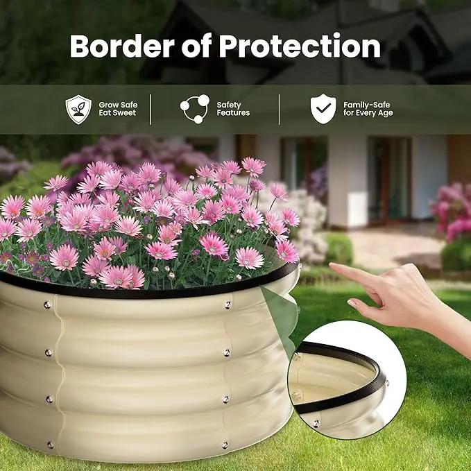 ZXZYHFTY Round Galvanized Raised Garden Bed kit,White Outdoor Garden Raised Planter Box, Round Large Metal Raised Garden Beds for Vegetable 2 * 2 * 1ft 2 Pcs, photo 3 of 9