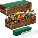 Dandat 4 Set Wood Boxes for Centerpieces Rectangle Wooden Planter Box Rustic Wood Planter with Removable Plastic Liner Floral Foam Blocks for Centerpieces Home Wedding Garden Decor (12x4 Inch) by GreenHaven Gardens