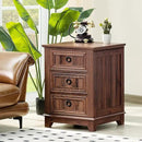 18" Farmhouse Night Stands Set of 2 with Charging Station, 2 & 3 Drawers End Table Dresser for Bedroom, Brown Wooden Nightstand, Bed Side Table with Open Shelf, Bedside Cabinet for Living Room by CozyNest Decor