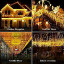 480 LED 49FT Christmas Lights Plug in 8 Modes with Timer Dimmable Christmas Decorations Outdoor Waterproof Indoor Curtain String Lights for Roof Garden Holiday Wedding Party Decor Warm White by GreenHaven Gardens