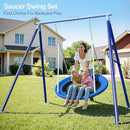 Heavy Duty 500lbs Saucer Swing Set - Outdoor Metal Frame Playground Equipment for Backyard, Includes 45'' Tree Swing & Adjustable Steel Stand - Kids/Toddlers Age 3-12 by TinyTreasures Baby Boutique