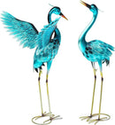 36.75" Metal Crane Garden Statue - Handmade Oversize Heron Sculptures with Stable Ground Stakes, Backyard Large Bird Decoration, Metal Garden Art. by GreenHaven Gardens