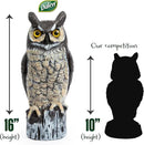 Dalen Large Fake Owl Decoy to Scare Birds Away - Garden Scarecrow Provides Natural Pest Control - 16" Tall - Great Horned Owl by CozyNest Decor