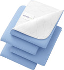 Incontinence Bed Pads - 18x24 | Cotton Blend | Washable Bed Pads for Adults, Children, Pets and Seniors Waterproof | Pack of 4, Blue, by Royal Care by TinyTreasures Baby Boutique