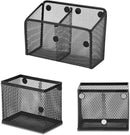 Neudeco Locker Shelf Organizer, Magnetic Pencil Holder, Metal Storage Basket for Whiteboard, Refrigerator, Ideal Cabinet for School, Black (Pack 3L) by CozyNest Decor