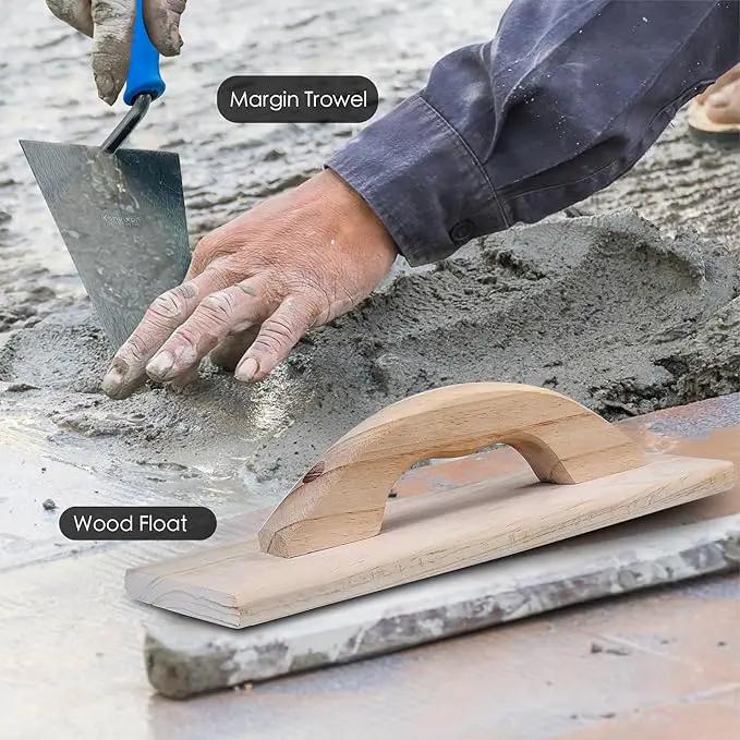 10PCS Concrete Trowel Set, Masonry Hand Tool Set Includes Large Flat Finishing and Pool Trowel, Wood Float, Concrete Edger and Groover, Margin Gauging, Wire Twister, Gloves & Carry Bag, photo 5 of 8