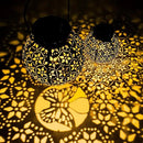2 Pack Outdoor Solar Lantern Lights, Waterproof Tabletop LED Moroccan Lanterns, Hanging Metal Decorative Garden Lights for Patio, Lawn, Porch, Backyard by CozyNest Decor