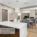 IKK Gold Crystal Pendant Light for Kitchen Island, Luxury Water Ripple Glass Chandelier Lights Fixture, Modern Elegant Adjustable Pendant Lighting for Dining Room Bedroom, E12 Bulb, L6.5'' x H11.8'' by CozyNest Decor