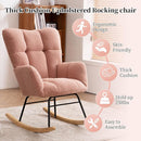 NIOIIKIT Nursery Rocking Chair Teddy Upholstered Glider Rocker Rocking Accent Chair Padded Seat with High Backrest Armchair Comfy Side Chair for Living Room Bedroom Offices (Pink Teddy) by TinyTreasures Baby Boutique
