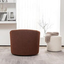 KINWELL 34" Boucle Swivel Barrel Chair with 18" Round Ottoman Set, Fully Assembled Set of Sherpa Accent Chair and Footrest, Modern Comfy Armchair and Footstool for Living Room and Bedroom, Brown by CozyNest Decor