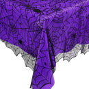2Pcs Halloween Tablecloths, Black Lace & Purple Lined Rectangular Table Cloth, Spider Web Table Cover for Scary Halloween Decorations Indoor, 54 x 72 Inch by CozyNest Decor