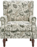 UIXE High Back Floral Accent Chairs Set of 2, Upholstered Armchair in Fabric, Retro Printed Wingback Arm Chair for Living Room, Nailhead Trim Single Sofa Bedroom Reading Seat - Plants Beige by CozyNest Decor