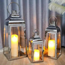 TRIROCKS Set of 3 Stainless Steel Candle Lanterns 20.5''&16''&12''H Decorative Candle Holders with Tempered Glass for Indoor Outdoor Porch Parities and Wedding(Silver) by CozyNest Decor