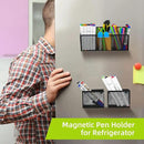 Neudeco Magnetic Pencil Holder, Locker Shelf Organizer, Metal Storage Basket for Whiteboard, Refrigerator, Ideal Cabinet for School, Black (Pack 4) by CozyNest Decor