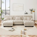 U Shaped Couch Sectional Couch, 3-Seater Cloud Couch Sectional Oversized Couch, Sofa Bed Couch with Round Bolster Armrests 5 Pillows, Modular Couch Home Sofa Living Room Couch by CozyNest Decor