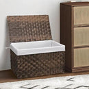Wicker Storage Basket with Lid, 17.2 Gallon (65L) Small Blanket Basket with Lid, Woven Storage Bin with Handles, Removable Liner, Metal Frame, Foldable, for Bedroom, Laundry Room, Brown by CozyNest Decor