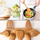Wooden Spoons for Cooking - 8-Piece Wooden Kitchen Utensil Set made of Natural Solid Wood Material - Includes Spoons, Spatulas, Ladles, Strainer Spoon, Salad Fork, Mixing Spoon and Utensil Holder by CozyNest Decor