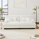 Loveseat Modular Sectional Sofa, Cloud Couch 2 Seater Sectional Couch Home Sofa Living Room Oversized Couch, Modern Deep Seat Couch with Chaise with Round Bolster Armrests 4 Pillows(White) by CozyNest Decor