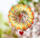SteadyDoggie Wind Spinner - 12-Inch 3D Stainless Steel Lovebird Design with Heart Pendant - Laser Cut Metal Art Geometric Pattern - Hanging Kinetic Yard Garden Decor by GreenHaven Gardens