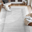 Wonnitar 5x7 Washable Striped Living Room Area Rug, Non-Slip Grey Boho Rugs for Bedroom, Low Pile Soft Minimalist Floor Carpets for Dining Room Home Office (Grey,5' x 7') by CozyNest Decor