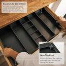 Adjustable Kitchen Drawer Organizer for Utensils and Junk, Food-Safe Contract Grade with 100% Sustainable Wood, Expandable from 16 to 28 Inches Wide - Black Bamboo by CozyNest Decor