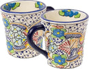 Encantada Handmade Hand-Painted Authentic Mexican Pottery Mugs (Multi Blue Green) by CozyNest Decor